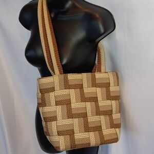 Passports Made In Italy brown & cream Woven Tote Bag, 8x10x6